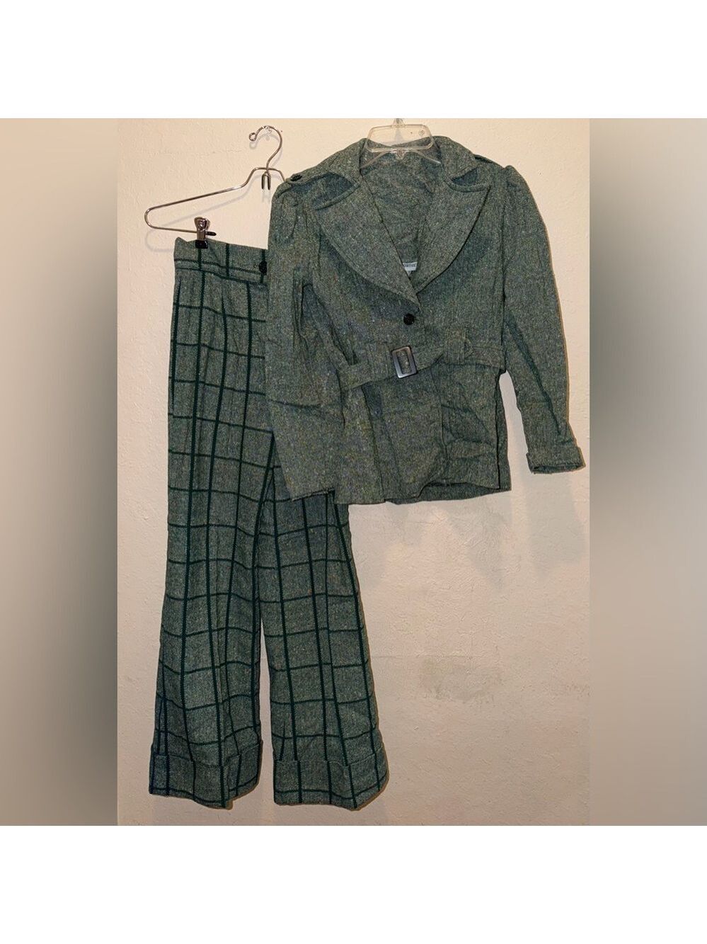 Vintage 1960’s jacket and pant set Plaid Tweed slacks and Blazer